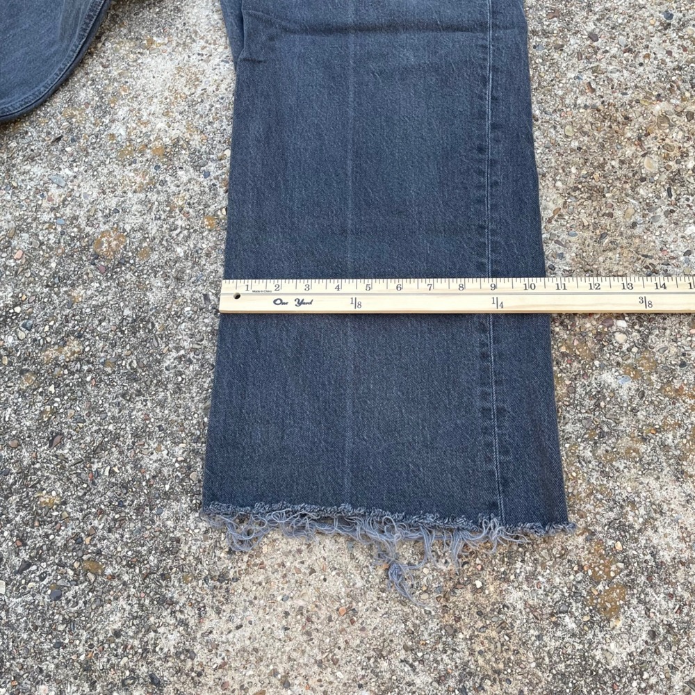 Old Navy Extra High Rise Wide Leg Jeans Washed Black Raw Hem Size 14 - Picture 7 of 7